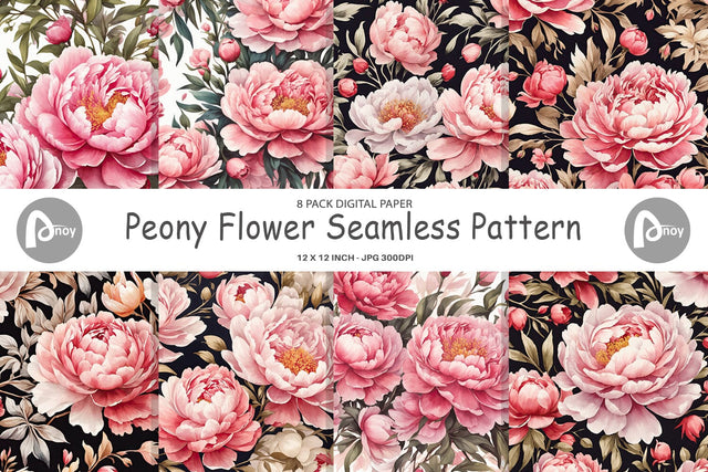 Digital Paper Peony Pattern Digital Pattern artnoy 