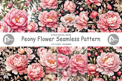 Digital Paper Peony Pattern Digital Pattern artnoy 