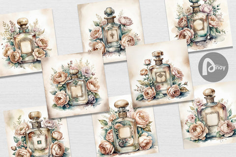 Digital Paper Perfume Bottle Digital Pattern artnoy 
