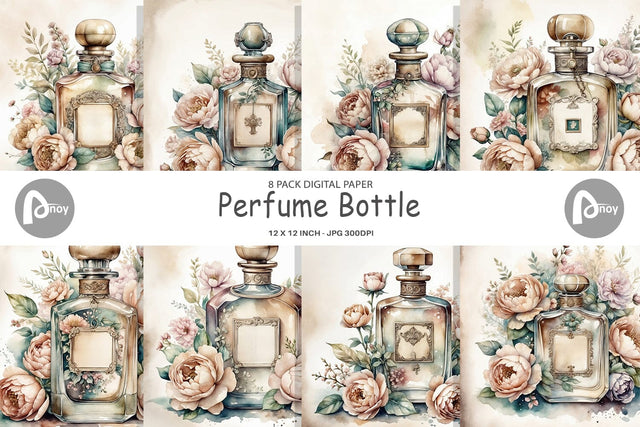 Digital Paper Perfume Bottle Digital Pattern artnoy 