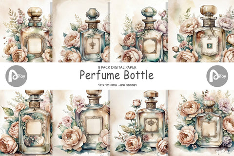 Digital Paper Perfume Bottle Digital Pattern artnoy 
