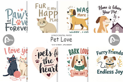 Digital Paper Pet Love Quotes Digital Pattern artnoy 