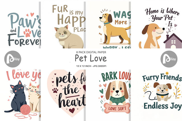 Digital Paper Pet Love Quotes Digital Pattern artnoy 