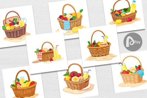 Digital Paper Picnic Basket Digital Pattern artnoy 