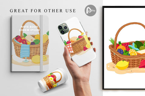 Digital Paper Picnic Basket Digital Pattern artnoy 