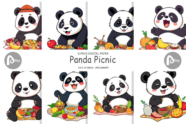 Digital Paper Picnic Panda Digital Pattern artnoy 