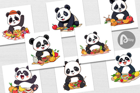 Digital Paper Picnic Panda Digital Pattern artnoy 