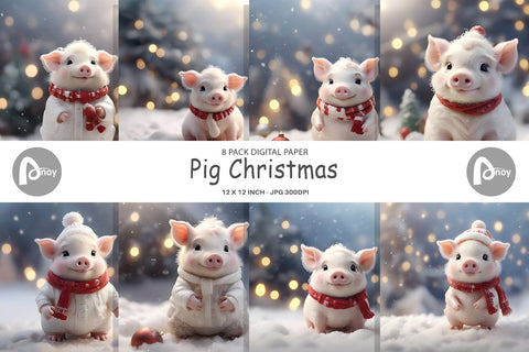 Digital Paper Pig Christmas Digital Pattern artnoy 