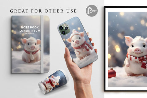 Digital Paper Pig Christmas Digital Pattern artnoy 