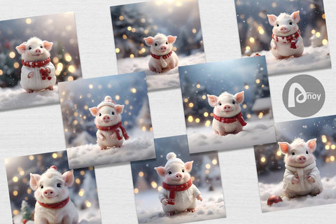 Digital Paper Pig Christmas Digital Pattern artnoy 