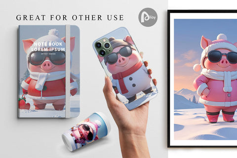 Digital Paper Pig Christmas Digital Pattern artnoy 