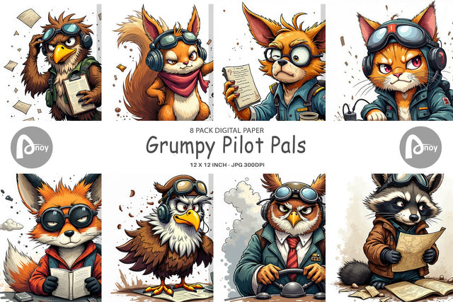 Digital Paper Pilot Grumps Digital Pattern artnoy 