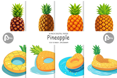 Digital Paper Pineapple Float Digital Pattern artnoy 