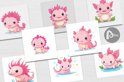 Digital Paper Pink Axolotl Valentine Digital Pattern artnoy 