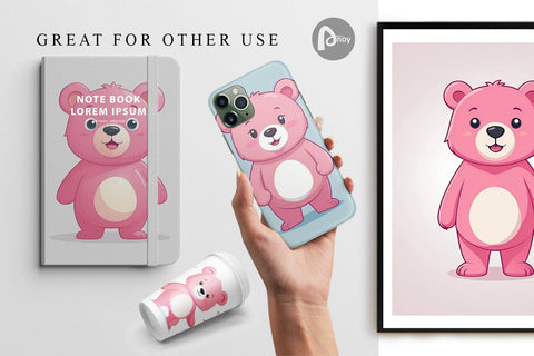 Digital Paper Pink Bear Valentine Digital Pattern artnoy 