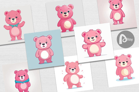 Digital Paper Pink Bear Valentine Digital Pattern artnoy 