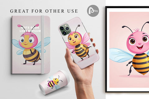 Digital Paper Pink Bee Valentine Digital Pattern artnoy 