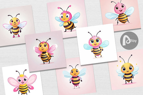 Digital Paper Pink Bee Valentine Digital Pattern artnoy 