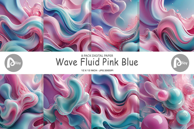 Digital Paper Pink Blue Fluid Wave Digital Pattern artnoy 