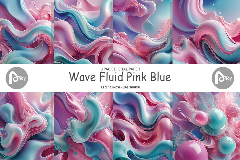 Digital Paper Pink Blue Fluid Wave Digital Pattern artnoy 