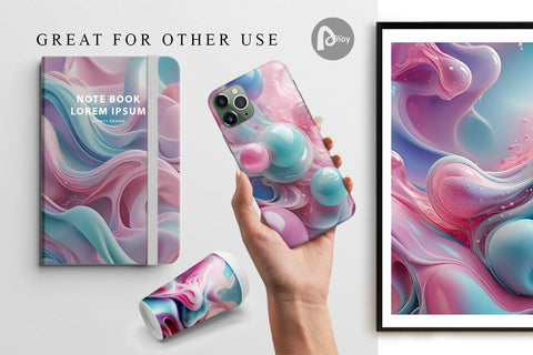 Digital Paper Pink Blue Fluid Wave Digital Pattern artnoy 