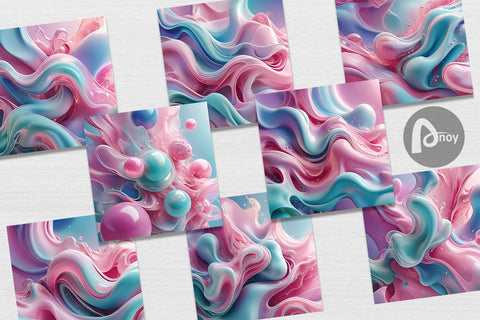 Digital Paper Pink Blue Fluid Wave Digital Pattern artnoy 