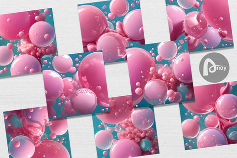 Digital Paper Pink Bubbles Water Digital Pattern artnoy 