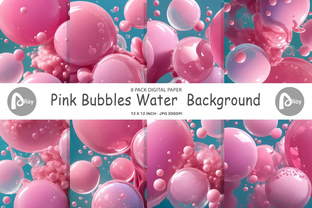 Digital Paper Pink Bubbles Water Digital Pattern artnoy 