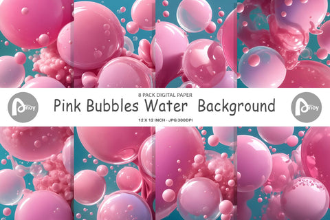 Digital Paper Pink Bubbles Water Digital Pattern artnoy 