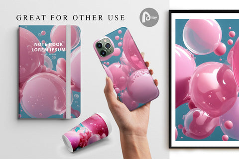 Digital Paper Pink Bubbles Water Digital Pattern artnoy 