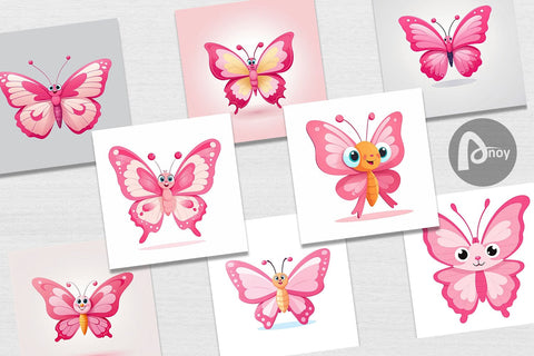 Digital Paper Pink Butterfly Valentine Digital Pattern artnoy 