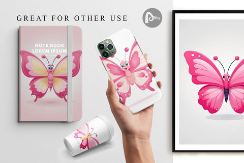 Digital Paper Pink Butterfly Valentine Digital Pattern artnoy 