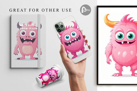 Digital Paper Pink Classic Monster Valentine Digital Pattern artnoy 