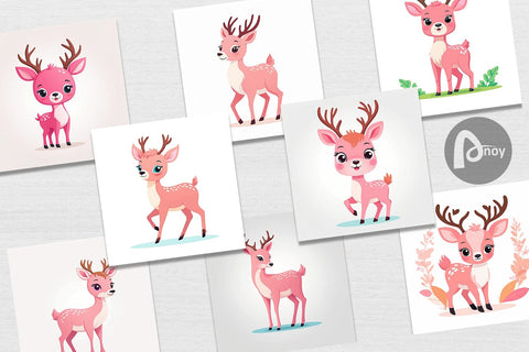 Digital Paper Pink Deer Valentine Digital Pattern artnoy 