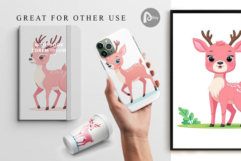 Digital Paper Pink Deer Valentine Digital Pattern artnoy 