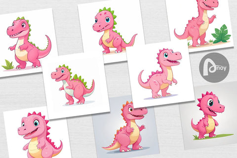 Digital Paper Pink Dinosaur Valentine Digital Pattern artnoy 