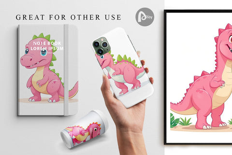 Digital Paper Pink Dinosaur Valentine Digital Pattern artnoy 