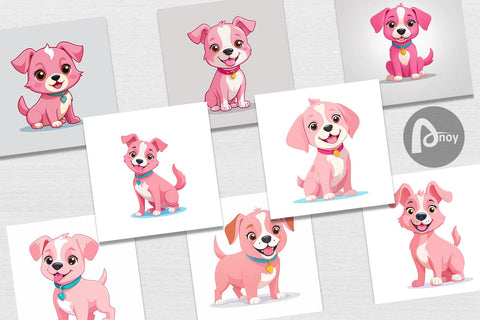 Digital Paper Pink Dog Valentine Digital Pattern artnoy 