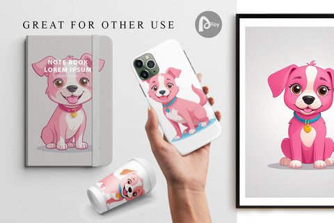 Digital Paper Pink Dog Valentine Digital Pattern artnoy 