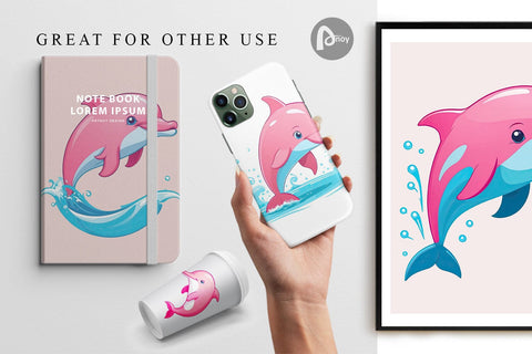 Digital Paper Pink Dolphin Valentine Digital Pattern artnoy 