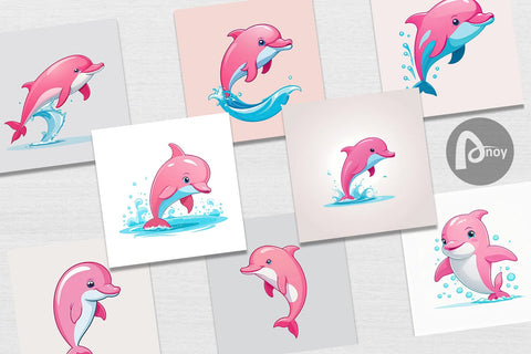 Digital Paper Pink Dolphin Valentine Digital Pattern artnoy 