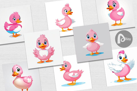 Digital Paper Pink Duck Valentine Digital Pattern artnoy 