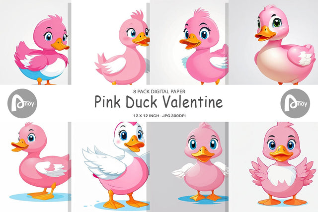 Digital Paper Pink Duck Valentine Digital Pattern artnoy 