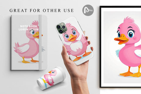 Digital Paper Pink Duck Valentine Digital Pattern artnoy 