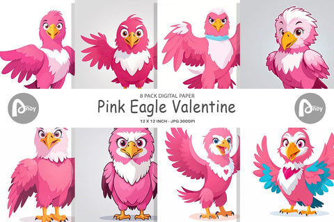 Digital Paper Pink Eagle Valentine Digital Pattern artnoy 