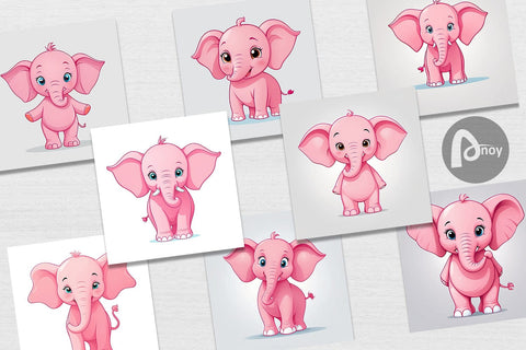 Digital Paper Pink Elephant Valentine Digital Pattern artnoy 