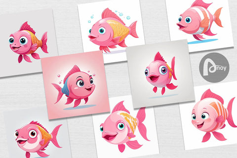 Digital Paper Pink Fish Valentine Digital Pattern artnoy 