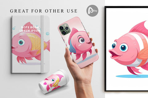 Digital Paper Pink Fish Valentine Digital Pattern artnoy 