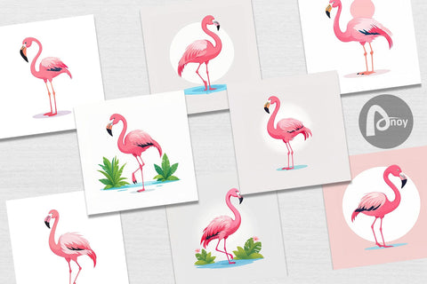 Digital Paper Pink Flamingo Valentine Digital Pattern artnoy 