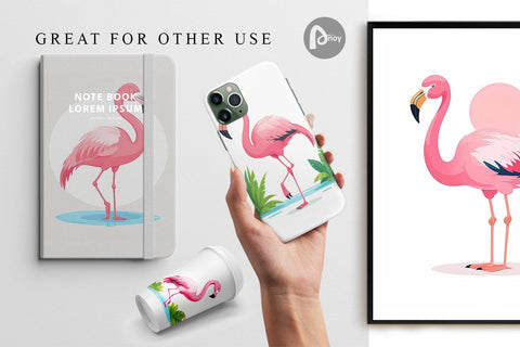 Digital Paper Pink Flamingo Valentine Digital Pattern artnoy 